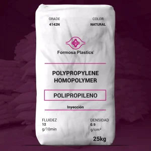 Nombre del producto: Formolene 4142N Categoría: Polipropileno Características del producto: - Material: Polipropileno homopolímero - Color: Natural - Fluidez: 12 g/10 min - Densidad: 0.9 g/cm³ - Presentación: 25 kg Uso y funcionalidad: - Aplicaciones: Inyección, adecuado para electrodomésticos, cierres y programas de paredes delgadas. - Apto para contacto directo con alimentos, conforme a las regulaciones de la FDA (21 CFR 177.1520). Diferenciadores técnicos: - Contiene estabilizadores y aditivos únicos para mejorar la procesabilidad y el rendimiento del producto. - Libre de contenido de origen animal. **No se encontraron características visuales adicionales en la imagen.**