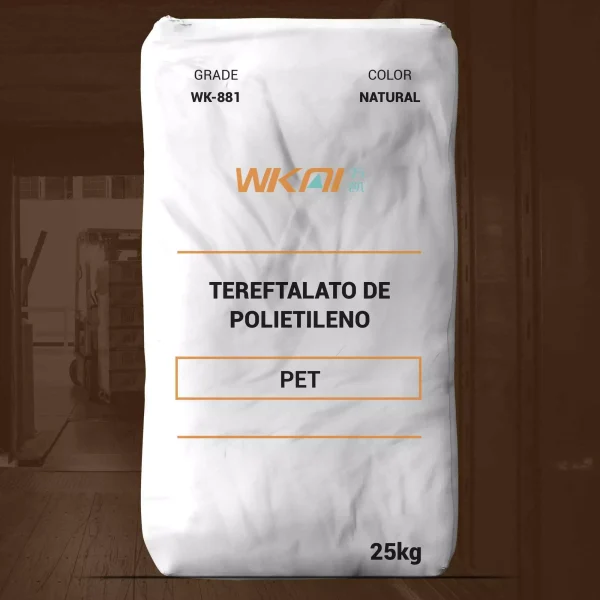 Nombre del producto: PET - MP243 - WANKAI - WK-881 Categoría: Tereftalato de Polietileno Marca: WANKAI Modelo: WK-881 Color: Natural Peso: 25 kg Características técnicas: - Grado: WK-881 - Tipo: Polietileno Tereftalato (PET) para botellas - Aplicaciones: Fabricación de botellas para bebidas carbonatadas, incluyendo cola - Propiedades: Alta claridad óptica, buena barrera frente a oxígeno, dióxido de carbono y humedad, resistencia al agrietamiento durante el transporte Parámetros: - Viscosidad Intrínseca (I.V.): 0.875 dl/g (±0.02) - Contenido de Acetaldehído: 1 ppm (máx) - Color (Valor L): 83 (mín) - Color (Valor B): -0.5 (máx) - Punto de fusión: 243 °C (±2) - Contenido de humedad: 0.4 wt% (máx) Recomendaciones: Secado previo a la procesado para evitar la hidrólisis del resina; condiciones típicas de secado: temperatura del aire de 160-175 °C, tiempo de residencia de 4-6 horas. Funcionalidad: Material diseñado para la producción de envases, cumpliendo con estándares de calidad y características necesarias para su utilización en la fabricación de botellas.