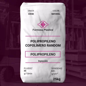 Nombre del producto: Formolene® 3355E Categoría: Polipropileno Marca: Formosa Plastics Color: Natural Fluidez: 55 g/10 min Densidad: 0.9 g/cm³ Peso del paquete: 25 kg Descripción: - Material: Copolímero random de polipropileno apto para inyección. - Funcionalidad: Diseñado para la fabricación de contenedores de almacenamiento claros y envases para alimentos y bebidas. - Aplicaciones: Molding por inyección, incluyendo aplicaciones de paredes delgadas. - Propiedades: - Bajo índice de amarillez y opacidad, optimizado para productos "transparentes". - Permite operar a temperaturas más bajas, contribuyendo a la reducción del tiempo de ciclo y ahorro energético. Cumplimiento: - Cumple con las regulaciones de la FDA para artículos en contacto directo con alimentos (21 CFR 177.1520). - Libre de contenido derivado de animales. Propiedades típicas: - Resistencia a la tracción: 4,200 psi / 29 MPa - Alargamiento a la ruptura: 14% - Módulo de flexión: 150,000 psi / 1,034 MPa - Resistencia al impacto Izod notched: 1.0 ft-lb/in / 53 J/m - Temperatura de deflexión térmica: 178 °F / 81 °C - Opacidad del placa (1 mm): 10% Nota: Los datos son representativos y no deben interpretarse como especificaciones del producto.