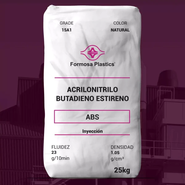 Nombre del producto: ABS - MFI23 - FORMOSA - AG-15A1 Categoría: Acrilonitrilo Butadieno Estireno Atributos del producto: - Material: Acrilonitrilo Butadieno Estireno (ABS) - Color: Natural - Tamaño: 25 kg - Grado: 15A1 Información técnica: - Fluidez: 23 g/10min - Densidad: 1.05 g/cm³ Uso y funcionalidad: Utilizado para moldeo por inyección. Marca: Formosa Plastics Diferenciadores técnicos: - Producto indicado para procesos de inyección.