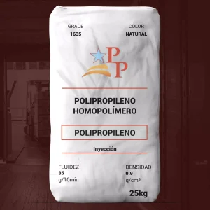 Nombre del producto: PP - HOPP - MFI35 - PINNACLE POLYMERS - PPH 1635 Categoría: Polipropileno Marca: Pinnacle Polymers Tipo: Polipropileno homopolímero Atributos del producto: - Color: Natural - Grado: 1635 - Fluidez: 35 g/10min - Densidad: 0.9 g/cm³ - Capacidad: 25 kg Usos y funcionalidad: - Adecuado para inyección Elementos diferenciadores: - Diseñado para aplicaciones industriales en procesos de inyección.