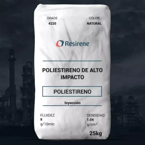 Nombre del producto: PS - MFI8 - RESIRENE - PS HIPS 4220 Categoría: Poliestireno Marca: Resirene Características del producto: - Material: Poliestireno de Alto Impacto (HIPS) - Color: Natural - Fluidez: 8 g/10 min - Densidad: 1.04 g/cm³ - Peso: 25 kg Aplicaciones: - Inyección - Artículos electrónicos - Impresoras - Juguetes Propiedades físicas y mecánicas: - Elongación al romperse: 50% - Resistencia a la tracción (ruptura): 2500 psi (17 MPa) - Módulo de tracción: 290 Kpsi (2000 MPa) - Impacto Izod notado (⅛ in - 3.175 mm): 2.0 ft-lbf/in (107 J/m) Condiciones de moldeo por inyección: - Temperaturas de la zona trasera: 190-200 °C (375-390 °F) - Temperaturas de la zona central: 200-210 °C (390-410 °F) - Temperaturas de la zona frontal: 210-220 °C (410-430 °F) - Temperaturas de la boquilla: 220-230 °C (430-445 °F) Advertencias: - La combustión de este material puede causar vapores y gases peligrosos. - El calentamiento excesivo o el tiempo prolongado de residencia pueden causar degradación o amarillamiento. Nota: La información proporcionada es indicativa y no garantiza resultados específicos.