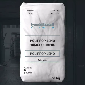 Nombre del producto: PP - HOPP - MFI36 - LYONDELLBASELL - MOPLEN HP462S Categoría: Polipropileno Características del producto: - Material: Polipropileno Homopolímero - Color: Natural - Tipo de Extrusión: Extrusión Información técnica: - Fluidez (Melt Flow Rate): 36 g/10 min - Tamaño del paquete: 25 kg - Grado: 462S Aplicaciones típicas: - Filamento de hilado - No tejidos Spunbond - Textiles para higiene - Geotextiles - Muebles y edificios Estado: Activo Identificación de marca: LyondellBasell