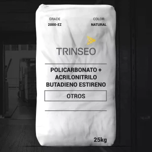 Nombre del producto: OTR - MFI18 - TRINSEO - PULSE 2000 EZ Categoría: Otros **Marca:** Trinseo **Material:** Policarbonato + Acrilonitrilo Butadieno Estireno (PC/ABS) **Color:** Natural **Tamaño:** 25 kg **Características y funcionalidad:** - Resina de ingeniería de alta resistencia térmica, adecuada para aplicaciones en componentes interiores de automóviles. - Fácil flujo que reduce el desperdicio y tiempos de ciclo más rápidos, permitiendo un diseño de paredes delgadas. - Alta resistencia al impacto, incluso a bajas temperaturas. - Resistencia al calor para componentes interiores automotrices exigentes. - Color blanco natural que produce una apariencia de alta calidad. - Bajo olor y compuestos orgánicos volátiles (COV), cumpliendo con las especificaciones de OEM automotrices globales. **Aplicaciones:** - Consolas medias, componentes del panel de instrumentos, molduras de paneles de puertas, pilares, pisos de carga y guanteras. **Diferenciadores técnicos:** - Cumple con múltiples especificaciones automotrices de fabricantes como BMW, Chrysler, Ford, GM, Tesla, Toyota, y Volkswagen. Este es un resumen de las características más relevantes basadas en la imagen y la información proporcionada.