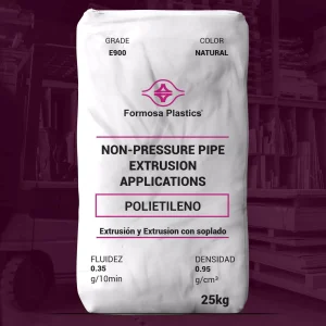 Nombre del producto: Formolene E900 Marca: Formosa Plastics Categoría: Polietileno Características del producto: - Color: Natural - Fluidez: 0.35 g/10 min - Densidad: 0.95 g/cm³ - Peso: 25 kg - Aplicaciones: Extrusión de tuberías no presionadas Detalles técnicos: - Grado: E900 - Usos sugeridos: Extrusión y aplicaciones de soplado Diferenciadores: - Aditivo sintético para aplicaciones de contacto con alimentos - Alta resistencia a la tensión y al agrietamiento Este producto es adecuado para aplicaciones industriales, farmacéuticas y de embalaje de alimentos.