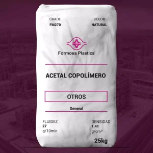 Nombre del producto: Acetal Copolímero Marca: Formosa Plastics Categoría: Otros Grado: FM70 Color: Natural Peso: 25 kg Fluidez: 27 g/10 min Densidad: 1.41 g/cm³ Uso: Aplicaciones generales, incluyendo componentes electrónicos y mecánicos, como cierres y engranajes. Características: - Material: Acetal (POM) Copolímero - Alta fluidez - Variados usos industriales Notas: - Actividad comercial: Activo - Ideal para industrias automotrices y electrodomésticos - Usos en partes mecánicas pequeñas Información adicional sobre el proveedor y disponibilidad se puede consultar en el sitio web de Formosa Plastics.