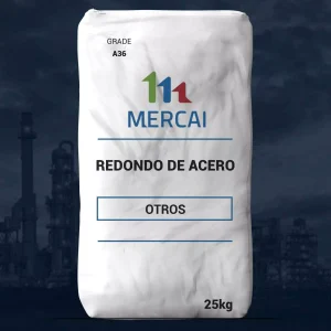 Nombre del producto: REDONDO DE ACERO A36 Categoría: Tubo Marca: MERCAI Material: Acero Grado: A36 Peso: 25 kg Forma: Redondo Uso: Estructural, construcción Detalles adicionales: Indicado como "OTROS" en la presentación del producto. Características relevantes: - Alta resistencia estructural - Aplicaciones en construcción y fabricación No se observan detalles adicionales sobre conectores, botones, o funcionalidades específicas en la imagen.