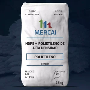 Nombre del producto: PE - HDPE - MFI0.38 - MERCAI - S0395 Categoria: Polietileno Marca: MERCAI Color: Natural Presentación: Pellets con aditivos Peso: 25 kg Propiedades: - Índice de fluidez: 0.38 g/10 min (ASTM D1238) - Densidad: 0.953 g/cm³ (ASTM D1505) - Módulo de Flexión (1% Secant): 1,460 MPa (ASTM D790) - Tensión a la rotura: 30.3 MPa (ASTM D638) - Elongación de rotura: > 600% (ASTM D638) - ESCR, F50: 25 Hr (ASTM 1693) - Resistencia al impacto: 294 kJ/m² (ASTM D1822) - Dureza (Shore D): 68 (ASTM D2240) - Temperatura de ablandamiento Vicat: 128 °C (ASTM D1525) Aplicaciones: - Contenedores para el hogar - Contenedores para la industria química (HIC) - Contenedores para la industria farmacéutica - Contenedores para la industria cosmética Advertencia: Los resultados son evaluaciones a pequeña escala y pueden variar con respecto a las evaluaciones del cliente. La responsabilidad final recae en la evaluación por parte del cliente.