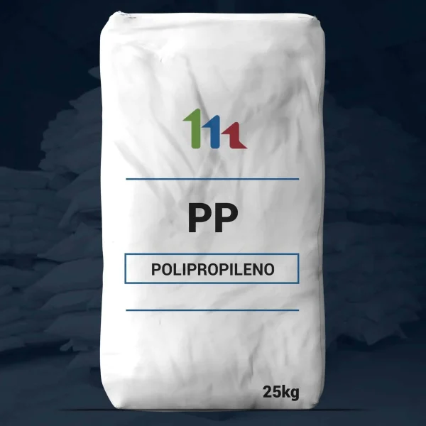 Nombre del producto: POLIPROPILENO Categoría: Polipropileno Atributos del producto: - Material: Polipropileno (PP) - Color: Blanco (de la bolsa) - Tamaño: 25 kg (capacidad) - Forma: Bolsa rectangular - Componentes: No se observan componentes adicionales en la imagen Uso y funcionalidad: - Este producto se utiliza como materia prima en la fabricación de diversos productos plásticos. - Funcionalidad básica: Proporciona propiedades físicas como resistencia y durabilidad en aplicaciones industriales y domésticas. Texto visible: - Marca: 111 (logotipo visible en la parte superior) - Etiquetas: "PP" y "POLIPROPILENO" - Capacidad: "25kg" Diferenciadores técnicos: - No se observan conectores o botones, ya que se trata de un material a granel en forma de bolsa.