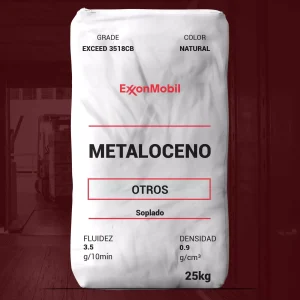 Nombre del producto: Exceed™ 3518CB Marca: ExxonMobil Categoría: Otros Color: Natural Tamaño del envase: 25 kg Características del producto: - Tipo de material: Resina de polietileno metalloceno - Fluidez: 3.5 g/10 min - Densidad: 0.9 g/cm³ Usos y aplicaciones: - Utilizado en la fabricación de películas para: - Empaques de alimentos - Films de higiene - Films estirables - Estuches de tipo "Bag in Box" - Empaque de productos personales Diferenciadores técnicos: - Propiedades excepcionales de resistencia y dureza al impacto - Excelente capacidad de estiramiento y versatilidad en aplicaciones monolayer y multilayer No apto para aplicaciones médicas.