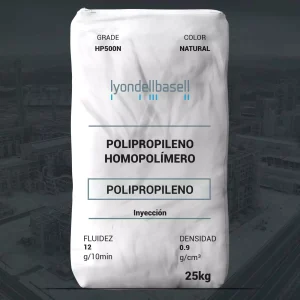 Nombre del producto: Moplen HP500N Categoría: Polipropileno Marca: LyondellBasell Información del producto: - Tipo: Homopolímero de polipropileno - Color: Natural - Aplicación: Inyección Características del producto: - Fluidez: 12 g/10 min - Densidad: 0.9 g/cm³ - Tamaño del paquete: 25 kg Uso y funcionalidad: - Adecuado para aplicaciones de moldeo por inyección - Utilizado en fabricación de productos de consumo, muebles y artículos para el hogar Elementos técnicos: - Producto UL listado bajo el archivo E31765 - Aprobado para contacto alimentario Estado: Activo en el mercado para las regiones de África-Medio Oriente, Asia-Pacífico y Europa. Método de procesamiento: Compounding; Moldeo por inyección. Nota: Las propiedades típicas son valores indicativos y no deben considerarse como límites de especificación.