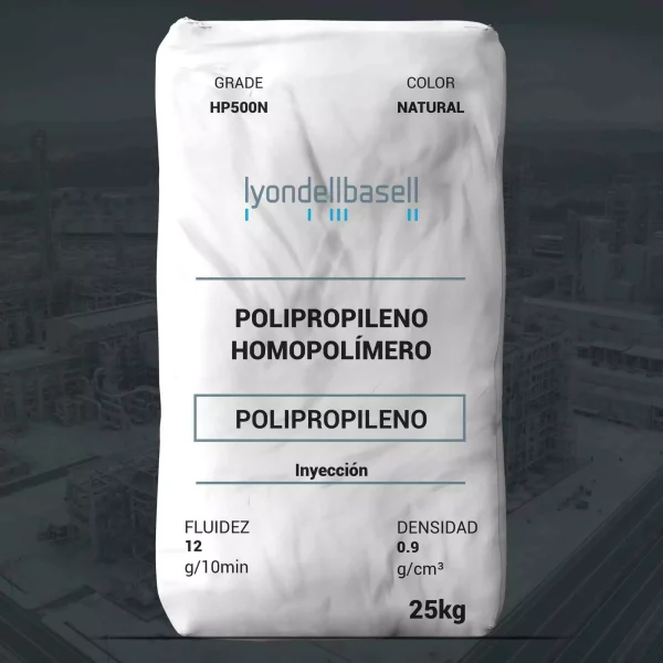 Nombre del producto: Moplen HP500N Categoría: Polipropileno Marca: LyondellBasell Información del producto: - Tipo: Homopolímero de polipropileno - Color: Natural - Aplicación: Inyección Características del producto: - Fluidez: 12 g/10 min - Densidad: 0.9 g/cm³ - Tamaño del paquete: 25 kg Uso y funcionalidad: - Adecuado para aplicaciones de moldeo por inyección - Utilizado en fabricación de productos de consumo, muebles y artículos para el hogar Elementos técnicos: - Producto UL listado bajo el archivo E31765 - Aprobado para contacto alimentario Estado: Activo en el mercado para las regiones de África-Medio Oriente, Asia-Pacífico y Europa. Método de procesamiento: Compounding; Moldeo por inyección. Nota: Las propiedades típicas son valores indicativos y no deben considerarse como límites de especificación.