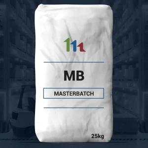 Nombre del producto: GENERIC MASTERBATCH PLACEHOLDER Categoría: Masterbatch Atributos del producto: - Material: No especificado (generalmente polímero) - Color: No visible (plástico/blanco) - Tamaño: 25 kg (indicado en el empaque) - Forma: Bolsa - Diseño: Bolsa de plástico con texto impreso Detalles visibles: - Texto visible: "MB", "MASTERBATCH", "25kg" - Marca: No identificable (logo con números y colores) Funcionalidad: - Utilizado para la producción de plásticos, mejorando su color, durabilidad y propiedades. - Componente esencial en la industria del plástico. Diferenciadores técnicos: - Bolsa de 25 kg para fácil manejo y almacenamiento. - Formulación específica no indicada visualmente. Información contextual: - No se pueden inferir más datos específicos sobre la composición o características especiales.
