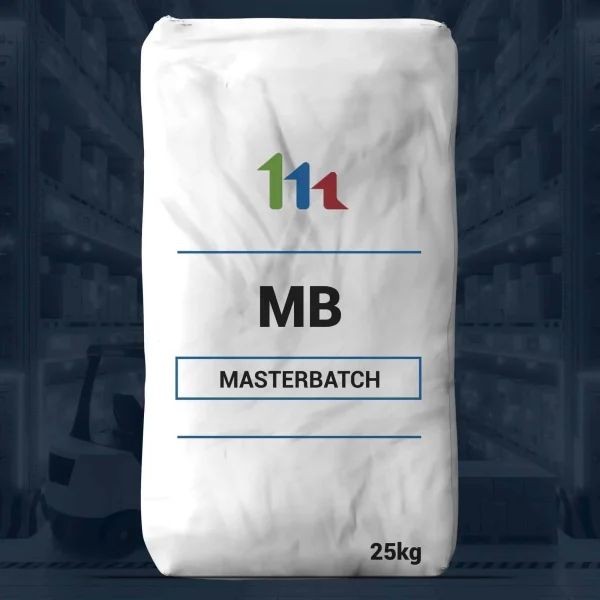Nombre del producto: GENERIC MASTERBATCH PLACEHOLDER Categoría: Masterbatch Atributos del producto: - Material: No especificado (generalmente polímero) - Color: No visible (plástico/blanco) - Tamaño: 25 kg (indicado en el empaque) - Forma: Bolsa - Diseño: Bolsa de plástico con texto impreso Detalles visibles: - Texto visible: "MB", "MASTERBATCH", "25kg" - Marca: No identificable (logo con números y colores) Funcionalidad: - Utilizado para la producción de plásticos, mejorando su color, durabilidad y propiedades. - Componente esencial en la industria del plástico. Diferenciadores técnicos: - Bolsa de 25 kg para fácil manejo y almacenamiento. - Formulación específica no indicada visualmente. Información contextual: - No se pueden inferir más datos específicos sobre la composición o características especiales.