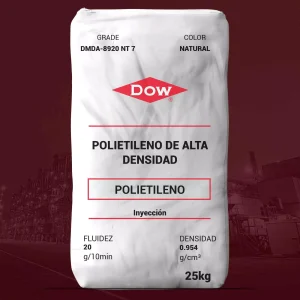 Nombre del producto: PE-DMDA-8920 NT 7-DOW Marca: Dow Categoría: Polietileno Color: Natural Peso: 25 kg Información técnica: - Fluidez: 20 g/10 min - Densidad: 0,954 g/cm³ Aplicación: - Moldeo por inyección para artículos domésticos, juguetes y recipientes de alimentos. Características: - Alta densidad (HDPE). - Excelente balance de resistencia y procesabilidad. - Cumple con regulaciones de la U.S. FDA y de la UE. Detalles adicionales: - Tipo de moldeado: Inyección. - Aditivos: Sin antibloqueo, deslizante o ayuda de proceso. Especificaciones mecánicas: - Tensión a la rotura: 2000 psi (13,8 MPa). - Elongación a la rotura: 250%. Propiedades térmicas: - Temperatura de deflexión bajo carga: 163 °F (72,8 °C). - Temperatura de fusión: 266 °F (130 °C). Regulaciones: - Recomendaciones sobre aplicaciones médicas y restricciones. Este producto está diseñado para ofrecer un rendimiento fiable en diversas aplicaciones industriales.