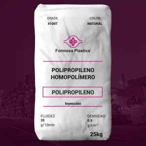 Nombre del producto: PP - HOPP - MFI35 - FORMOSA - 4100T Categoría: Polipropileno Marca: Formosa Plastics Color: Natural Tamaño: 25 kg Características del producto: - Tipo: Polipropileno homopolímero - Fluidez: 35 g/10min - Densidad: 0.9 g/cm³ Uso y funcionalidad: Material diseñado para inyección, adecuado para aplicaciones de uso general, como cierres, pequeños electrodomésticos, utensilios de cocina y juguetes. Diferenciadores técnicos: - Cumple con los requisitos de la FDA para contacto con alimentos según 21 CFR 177.1520. - Libre de contenido animal. Notas: - Información de propiedades típicas para fines representativos, no debe considerarse como especificaciones del producto.