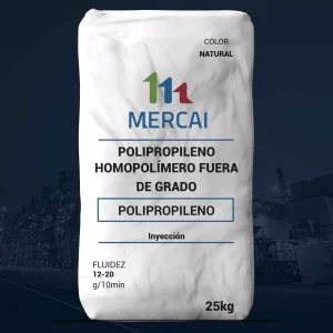 Nombre del producto: PP - HOPP - MFI10 - MERCAI - FUERA DE GRADO Categoría: Polipropileno Atributos del producto: - Material: Polipropileno homopolímero - Color: Natural - Tamaño: 25 kg - Uso: Inyección - Fluidez: 12-20 g/10 min Elementos diferenciales: - Tipo de polipropileno: Fuera de grado - Marca: MERCAI Este producto está diseñado para aplicaciones de inyección, con un rango de fluidez que permite su uso en procesos industriales.