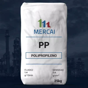 Nombre del producto: Polipropileno Fluidez 1 a 2 Fuera de grado Categoría: Polipropileno Marca: MERCAI Atributos del producto: - Material: Polipropileno - Fluidez: 1.4 g/10 min - Densidad: 1.4 g/cm³ - Peso: 25 kg Detalles funcionales: - El polipropileno es un polímero versátil utilizado en diversas aplicaciones industriales y de manufactura. - Puede ser utilizado en productos que requieren un balance de rigidez y flexibilidad. Elementos diferenciadores: - Fluidez y densidad especificadas que indican características de procesamiento. - Adecuado para procesos de moldeo por inyección y extrusión. No hay etiquetas adicionales o instrucciones visibles en la imagen.
