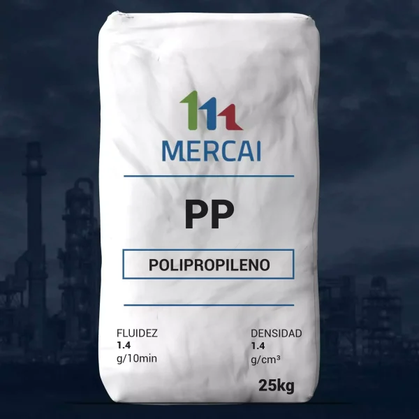 Nombre del producto: Polipropileno Fluidez 1 a 2 Fuera de grado Categoría: Polipropileno Marca: MERCAI Atributos del producto: - Material: Polipropileno - Fluidez: 1.4 g/10 min - Densidad: 1.4 g/cm³ - Peso: 25 kg Detalles funcionales: - El polipropileno es un polímero versátil utilizado en diversas aplicaciones industriales y de manufactura. - Puede ser utilizado en productos que requieren un balance de rigidez y flexibilidad. Elementos diferenciadores: - Fluidez y densidad especificadas que indican características de procesamiento. - Adecuado para procesos de moldeo por inyección y extrusión. No hay etiquetas adicionales o instrucciones visibles en la imagen.
