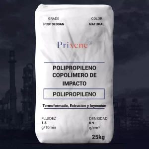 Nombre del producto: PP - IMPACTO - MFI1.8 - PRIXENE - PC018E00AN Categoría: Polipropileno Marca: Prixene Color: Natural Tamaño: 25 kg Densidad: 0.900 g/cm³ Índice de Fluidez: 1.8 g/10 min Propiedades técnicas: - Elongación en el punto de cedencia (D638): 6.0% - Deformación en el punto de cedencia (ISO 527-2): 5.8% - Módulo de flexión - secante 1% (D790A): 1330 MPa - Impacto Izod (D256A): 80 J/m - 4 °F (-20 °C, ISO 179): 6.6 KJ/m² - 32 °F (0 °C, ISO 179): 11 KJ/m² - 73 °F (23 °C, ISO 179): 76.0 KJ/m² - Temperatura de deflexión del calor en plano (1.80 Mpa): 54.8 °C - Temperatura de deflexión del calor en plano (0.45 Mpa): 109 °C - Esfuerzo en el punto de cedencia: 26.5 MPa Proceso: Extrusión, Inyección y termoformado Aplicaciones: Láminas, cajas corrugadas, envases termoformados y rígidos. Características: Contiene antiestático y nucleante. Descripción: Copolímero de impacto "No Break" diseñado para una resistencia al impacto ultra alta y una alta resistencia a la fusión, con buena procesabilidad y excelentes propiedades mecánicas. Advertencia: Polímero y Materias Primas Internacionales, S.A. de C.V. no se responsabiliza del uso del producto. Para dudas, contactar a calidad@polymat.com.mx.