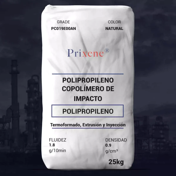 Nombre del producto: PP - IMPACTO - MFI1.8 - PRIXENE - PC018E00AN Categoría: Polipropileno Marca: Prixene Color: Natural Tamaño: 25 kg Densidad: 0.900 g/cm³ Índice de Fluidez: 1.8 g/10 min Propiedades técnicas: - Elongación en el punto de cedencia (D638): 6.0% - Deformación en el punto de cedencia (ISO 527-2): 5.8% - Módulo de flexión - secante 1% (D790A): 1330 MPa - Impacto Izod (D256A): 80 J/m - 4 °F (-20 °C, ISO 179): 6.6 KJ/m² - 32 °F (0 °C, ISO 179): 11 KJ/m² - 73 °F (23 °C, ISO 179): 76.0 KJ/m² - Temperatura de deflexión del calor en plano (1.80 Mpa): 54.8 °C - Temperatura de deflexión del calor en plano (0.45 Mpa): 109 °C - Esfuerzo en el punto de cedencia: 26.5 MPa Proceso: Extrusión, Inyección y termoformado Aplicaciones: Láminas, cajas corrugadas, envases termoformados y rígidos. Características: Contiene antiestático y nucleante. Descripción: Copolímero de impacto "No Break" diseñado para una resistencia al impacto ultra alta y una alta resistencia a la fusión, con buena procesabilidad y excelentes propiedades mecánicas. Advertencia: Polímero y Materias Primas Internacionales, S.A. de C.V. no se responsabiliza del uso del producto. Para dudas, contactar a calidad@polymat.com.mx.