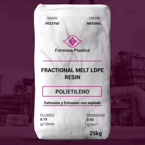 Nombre del producto: Formolene® FR2375D Categoría: Polietileno Marca: Formosa Plastics Color: Natural Peso: 25 kg Características técnicas: - Fluidez: 0.75 g/10 min - Densidad: 0.92 g/cm³ Uso y funcionalidad: Producto formulado para películas, exhibiendo buenas propiedades mecánicas y ópticas. Usado en aplicaciones de extrusión y soplado. Aplicaciones sugeridas: - Película agrícola - Película de colación en retracción - Película de retracción de mediana resistencia - Películas de coextrusión - Películas para congelador - Embalaje de Form Fill and Seal Propiedades nominales físicas: - La película tiene propiedades basadas en grosor de 1.97 mil (50 micrones) producido con un dado de 7.9 pulgadas (200 mm). - El rendimiento real puede variar según el equipo de extrusión y condiciones operativas.