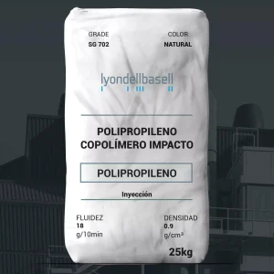 Nombre del producto: Pro-fax SG702 Marca: LyondellBasell Categoría: Polipropileno Tipo: Copolímero de impacto Características del producto: - Color: Natural - Fluidez: 18 g/10 min - Densidad: 0.9 g/cm³ Forma del producto: - Pellets Método de procesamiento: - Inyección Aplicaciones sugeridas: - Partes interiores de automóviles - Artículos deportivos - Juguetes Especificaciones automotrices: - Cumple con estándares CHRYSLER y FORD. Propiedades físicas: - Resistencia al impacto a baja temperatura - Muy buena resistencia al impacto en frío Notas: - Producto activo en el mercado de América del Norte. - Se recomienda realizar pruebas a gran escala para evaluar el rendimiento final del producto.