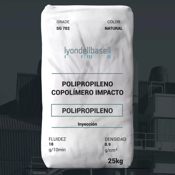Nombre del producto: Pro-fax SG702 Marca: LyondellBasell Categoría: Polipropileno Tipo: Copolímero de impacto Características del producto: - Color: Natural - Fluidez: 18 g/10 min - Densidad: 0.9 g/cm³ Forma del producto: - Pellets Método de procesamiento: - Inyección Aplicaciones sugeridas: - Partes interiores de automóviles - Artículos deportivos - Juguetes Especificaciones automotrices: - Cumple con estándares CHRYSLER y FORD. Propiedades físicas: - Resistencia al impacto a baja temperatura - Muy buena resistencia al impacto en frío Notas: - Producto activo en el mercado de América del Norte. - Se recomienda realizar pruebas a gran escala para evaluar el rendimiento final del producto.
