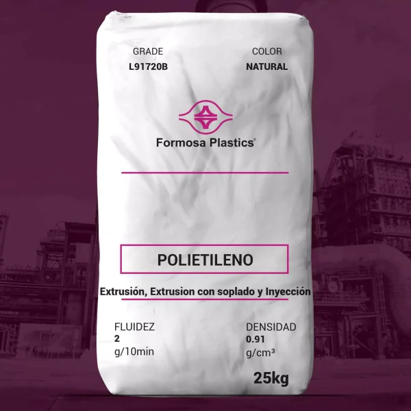 Nombre del producto: Formolene FORMAX® L91720B Categoría: Polietileno Marca: Formosa Plastics Atributos del producto: - Color: Natural - Tamaño del envase: 25 kg - Fluidosidad: 2 g/10 min - Densidad: 0.91 g/cm³ Usos sugeridos: - Extrusión - Extrusión con soplado - Inyección Detalles técnicos: - Tipo de material: Polietileno de baja densidad lineal - Aplicaciones: Embalaje industrial, liners industriales, embalaje de alimentos, películas estirables, bolsas de desperdicio de consumo - Cumple con requisitos de la FDA para contacto con alimentos Propiedades adicionales: - Resistencia al impacto y al desgarro - Buenas propiedades ópticas Nota: Las propiedades pueden variar según las condiciones operativas y los aditivos utilizados.