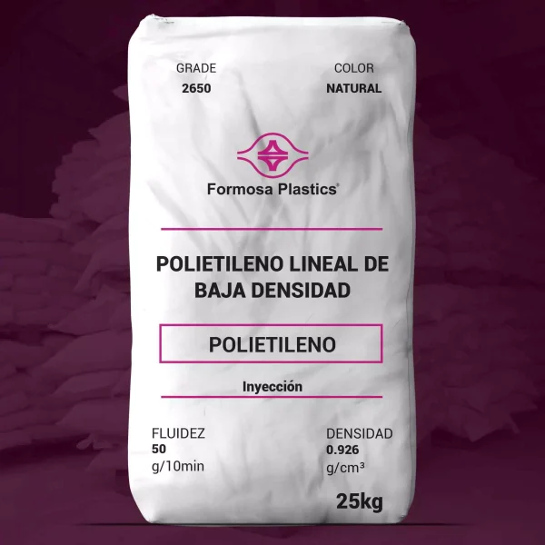 Nombre del producto: Formolene LJ2650B Categoría: Polietileno Atributos del producto: - Material: Polietileno lineal de baja densidad (LLDPE) - Color: Natural - Tamaño: 25 kg Detalles técnicos: - Fluidez: 50 g/10 min - Densidad: 0.926 g/cm³ Uso y funcionalidad: - Aplicaciones sugeridas: - Inyección en productos como envases, tapas y artículos de menaje - Herramientas para exteriores y eléctricas Características diferenciadoras: - Ofrece un equilibrio excelente de fluidez y resistencia - Diseñado específicamente para aplicaciones de moldeo por inyección Marca: Formosa Plastics