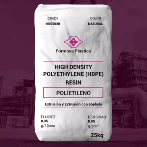 Nombre del producto: Formolene® HB5502B Categoría: Polietileno (HDPE) Marca: Formosa Plastics Color: Natural Peso: 25 kg Características físicas: - Densidad: 0.95 g/cm³ - Fluidez: 0.35 g/10 min Aplicaciones sugeridas: - Envases farmacéuticos - Productos de cuidado personal - Blanqueadores y detergentes - Productos químicos e industriales Detalles técnicos: - Diseñado para aplicaciones de moldeo por soplado - Excelente rigidez y resistencia a la fisuración por estrés - Cumple con requisitos de la FDA para contacto directo con alimentos Instrucciones y uso: - Extrusión y moldeo con soplado Elementos diferenciadores: - Alta resistencia estructural - Propiedades adecuadas para una variedad de aplicaciones industriales