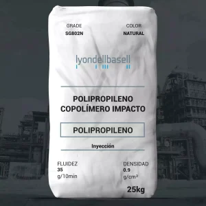 Nombre del producto: PP - IMPACTO - MFI35 - LYONDELLBASELL - PRO-FAX SG802N Categoría: Polipropileno Marca: LyondellBasell Color: Natural Tamaño: 25 kg Características técnicas: - Fluidez: 35 g/10 min - Densidad: 0.9 g/cm³ Uso y funcionalidad: - Tipo de material: Polipropileno copolímero de impacto - Método de procesamiento: Inyección - Aplicaciones sugeridas: Aplicaciones automotrices interiores; Contenedores de alimentos; Bajo el capó Diferenciadores técnicos: - Resistencia al impacto a bajas temperaturas - Servicio en el mercado: Activo - Disponibilidad: América del Norte Advertencias adicionales: - Información de cumplimiento regulatorio disponible en el boletín de productos y la hoja de datos de seguridad correspondientes. Nota: La información aquí presentada se considera representativa y no debe ser interpretada como límites de especificación.