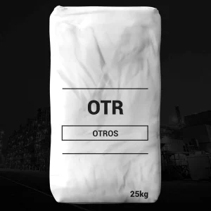 Nombre del producto: PET - MERCAI - PET 6801 Categoría: Otros Marca: OTR Capacidad: 25 kg Material: PET (Polietileno Tereftalato) Color: Blanco (envoltura) Tamaño: No visible en la imagen, pero se infiere que es un saco de 25 kg Forma: Rectangular (saco) Diseño: Sencillo, con texto centralizado Texto visible: "OTR", "OTROS", "25kg" Funcionalidad: Este producto parece ser un tipo de material o componente que puede estar destinado a aplicaciones industriales o comerciales. Su diseño y etiquetado sugieren que se puede utilizar para almacenamiento o transporte de otros materiales. Diferenciadores: La capacidad de 25 kg es un punto clave para su utilización en diferentes contextos (e.g., transporte, almacenamiento).