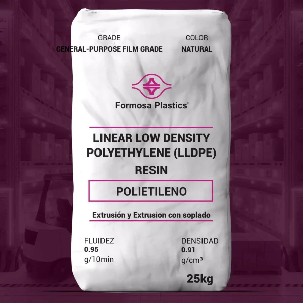 Nombre del producto: Formolene® L42009H Categoría: Polietileno Marca: Formosa Plastics Tipo de polietileno: Linear Low Density Polyethylene (LLDPE) Información del producto: - Grado: General-purpose film grade - Color: Natural - Fluidez: 0.95 g/10 min - Densidad: 0.91 g/cm³ - Peso: 25 kg Aplicaciones sugeridas: - Mezclas de resina - Forros industriales - Embalaje industrial - Bolsas para prendas - Co-extrusión Propiedades físicas nominales: - Densidad: 0.919 g/cc - Índice de fusión: 0.95 g/10 min - Impacto de Dart: 135 g/mil - Resistencia a la tracción: 5,100 psi (MD) / 4,130 psi (TD) - Alargamiento: 690% (MD) / 920% (TD) - Brillo a 45°: 42 - Transparencia: 18% Nota: Propiedades basadas en película soplada de 25 micrones con una relación de aumento de 2.5:1. Las propiedades finales pueden variar según las condiciones de operación y paquetes de aditivos.