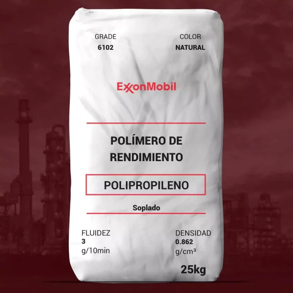 Nombre del producto: Vistamaxx™ Performance Polymer 6102 Marca: ExxonMobil Categoría: Polipropileno Características visuales: - Color: Natural - Tamaño del envase: 25 kg - Tipo de envase: Bolsa Información técnica: - Densidad: 0.862 g/cm³ - Fluidez: 3 g/10 min Usos y aplicaciones: - Material adecuado para aplicaciones de película y compuestos - Aplicaciones típicas incluyen perfiles calendardos, productos moldeados, y productos termoformados Cumplimiento: - RoHS Compliant Otras características: - Excelente elasticidad, resistencia y resistencia al desgarro - Punto de fusión mínimo bajo - Alta resistencia química y envejecimiento Notas adicionales: - No requiere secado previo para su uso. - Tiempo de procesamiento amplio sin limitaciones particulares. Fecha de revisión: 14/07/2020
