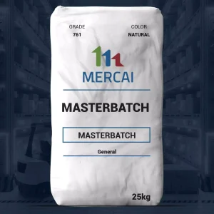 Nombre del producto: MB - MERCALENE - ROJO MB761 Categoría: Masterbatch Atributos del producto: - Marca: MERCAI - Color: Natural - Grado: 761 - Capacidad: 25 kg - Tipo: Masterbatch - Funcionalidad: Utilizado en la producción de plásticos y otros materiales compuestos. Diferenciadores y elementos técnicos: - Presentación en saco de 25 kg, lo que indica su uso industrial. - La etiqueta incluye información clara sobre el grado y la coloración del producto, esencial para su correcta aplicación en procesos productivos. No hay detalles visuales adicionales que puedan ampliar la descripción o los usos del producto más allá de lo indicado.