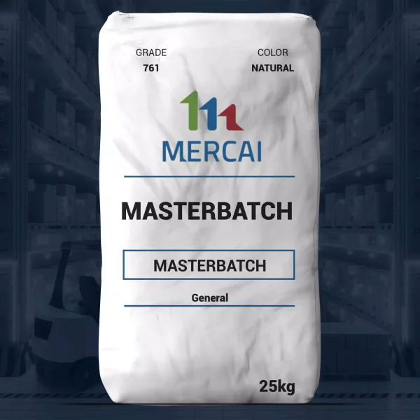 Nombre del producto: MB - MERCALENE - ROJO MB761 Categoría: Masterbatch Atributos del producto: - Marca: MERCAI - Color: Natural - Grado: 761 - Capacidad: 25 kg - Tipo: Masterbatch - Funcionalidad: Utilizado en la producción de plásticos y otros materiales compuestos. Diferenciadores y elementos técnicos: - Presentación en saco de 25 kg, lo que indica su uso industrial. - La etiqueta incluye información clara sobre el grado y la coloración del producto, esencial para su correcta aplicación en procesos productivos. No hay detalles visuales adicionales que puedan ampliar la descripción o los usos del producto más allá de lo indicado.