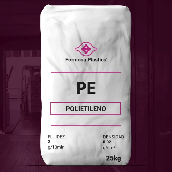Nombre del producto: PE LDPE 2 - Formosa FL2202C (Sin aditivos) Categoría: Polietileno Marca: Formosa Plastics Características físicas: - Material: Polietileno (PE) - Fluidez: 2 g/10min - Densidad: 0.92 g/cm³ - Peso: 25 kg Información adicional: - Sin aditivos. Funcionalidad: - Este producto es un polietileno de baja densidad utilizado en diversas aplicaciones de fabricación y procesamiento de plásticos. - Su fluidez y densidad indican adecuaciones para procesos específicos en la industria del plástico.