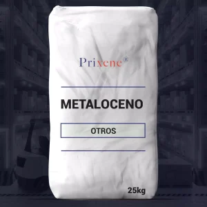 Nombre del producto: INGENIERIA -EL035E18SM-PRIXENE Categoría: Otros Marca: Prixene Material: Metaloceno Peso: 25 kg Uso: Producto químico para aplicaciones industriales Instrucciones adicionales e información del manual no visibles en la imagen. Diferenciadores técnicos: Producto con propiedades específicas del metaloceno, utilizado en diversas aplicaciones. Texto visible: "METALOCENO", "OTROS", "25kg", "Prixene®".