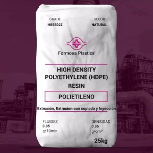 Nombre del producto: Formolene® HB5502Z Categoría: Polietileno (HDPE) Marca: Formosa Plastics Color: Natural Peso: 25 kg Propiedades físicas nominales: - Densidad: 0.95 g/cm³ - Fluidez: 0.35 g/10 min Usos sugeridos: - Aplicaciones de moldeo por inyección y soplado - Envasado farmacéutico Características destacadas: - Contiene un aditivo de liberación de molde, eliminando la necesidad de agentes externos en la máquina - Cumple con los requisitos de la FDA para contacto directo con alimentos según 21 CFR 177.1520 - Alta resistencia al agrietamiento por tensión ambiental (ESCR): 35 h Aspectos técnicos: - Resina de polietileno de alta densidad - Propiedades mecánicas adecuadas para aplicaciones industriales Información adicional: - Publicado el 6/01/05, revisado el 1/04/16 - Los valores son típicos del producto, no deben usarse para especificaciones exactas.