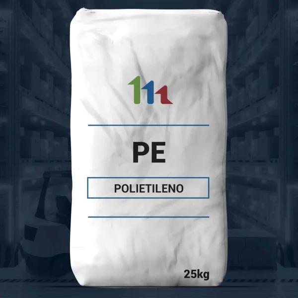 Nombre del producto: GENERIC POLYETHYLENE PLACEHOLDER Categoría: Polietileno Atributos del producto: - Material: Polietileno (PE) - Color: Blanco - Tamaño: 25 kg (capacidad) - Forma: Saco Detalles visibles: - Marca: 111 (visible en el diseño) - Etiquetas: "PE" y "POLIETILENO" claramente impresas en el envase. Funcionalidad: - Utilizado como material de base para múltiples aplicaciones industriales y de empaquetado. Diferenciadores técnicos: - Tipo de polietileno: no especificado, pero el "PE" sugiere que es polietileno de alta o baja densidad. - Presentación: Saco de tamaño estándar para distribución y almacenamiento. Uso: - Ideal para la industria de plásticos, construcción, o como material de embalaje. No se observan conectores ni botones en la imagen. Información adicional no visible en la imagen.