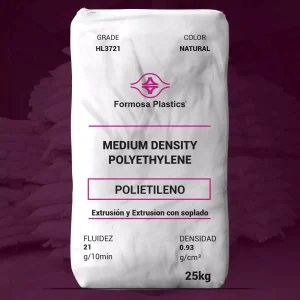 Nombre del producto: PE - MDPE - MFI21 - FORMOSA - HL3721 Categoría: Polietileno Marca: Formosa Plastics Características del producto: - Material: Polietileno de densidad media (MDPE) - Color: Natural - Tamaño: 25 kg - Fluidez: 21 g/10 min - Densidad: 0.93 g/cm³ Detalles técnicos: - Uso: Extrusión y soplado - Aplicaciones sugeridas: Revestimientos de vertederos, contención de tanques de gasolina y químicos, barreras de humedad en túneles, proyectos de recolección de colas mineras. Diferenciadores: - Resina de copolímero de hexeno de alto peso molecular. - Balance excelente de propiedades de resistencia a la corrosión ambiental (ESCR) y buena procesabilidad. - Rango de fusión amplio y gran resistencia a la fusión. Propiedades físicas nominales: - Densidad: 0.937 g/cc - Índice de fusión: 21.0 g/10 min - Resistencia a la tracción: 2900 psi (20 MPa) - Alargamiento al romper: 800% - Módulo de flexión: 120,000 psi (830 MPa) - Dureza (Shore D): 57 - Temperatura de ablandamiento Vicat: 221 °F (105 °C) - Temperatura de deflexión térmica: 137 °F (58 °C) Observaciones: Las propiedades reportadas son típicas del producto y no reflejan variaciones normales de prueba.