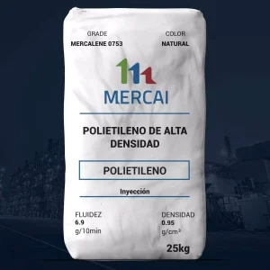 Nombre del producto: PE - HDPE - MFI6.9 - MERCAI - MERCALENE 0753 Categoría: Polietileno Atributos del producto: - Material: Polietileno de alta densidad - Color: Natural - Tamaño: 25 kg - Fluidez: 6.9 g/10min - Densidad: 0.95 g/cm³ Detalles técnicos: - Tipo de uso: Inyección - Marca: MERCAI - Grado: MERCALENE 0753 Funcionalidad: - Utilizado en procesos de inyección para la fabricación de productos de polietileno. Diferenciadores: - Alta fluidez y densidad específica.