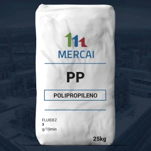 Nombre del producto: PP- RCPP- MFI 3-7 Off Grade Categoría: Polipropileno Marca: Mercai Material: Polipropileno (PP) Tamaño: 25 kg Fluidez: 3 g/10min Características adicionales: - Presentación en bolsa - Color: Blanco (enfermedad visual) - Contiene información sobre propiedades técnicas Funcionalidad: Producto utilizado en aplicaciones de plasticidad y moldes, indicado para fabricación de diversos productos.
