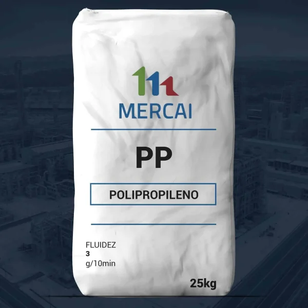 Nombre del producto: PP- RCPP- MFI 3-7 Off Grade Categoría: Polipropileno Marca: Mercai Material: Polipropileno (PP) Tamaño: 25 kg Fluidez: 3 g/10min Características adicionales: - Presentación en bolsa - Color: Blanco (enfermedad visual) - Contiene información sobre propiedades técnicas Funcionalidad: Producto utilizado en aplicaciones de plasticidad y moldes, indicado para fabricación de diversos productos.
