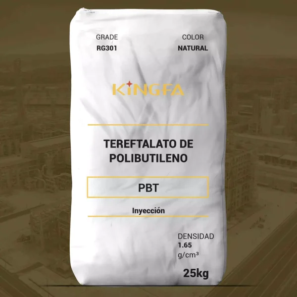 Nombre del producto: PBT - KINGFA - RG301 Categoría: Tereftalato de Polibutileno Color: Natural Densidad: 1.65 g/cm³ Capacidad: 25 kg Aplicación: Inyección Características principales: - Material: Tereftalato de Polibutileno (PBT) - Uso: Fabricación de piezas mediante inyección - Densidad: Proporciona características específicas para aplicaciones industriales Instrucciones de uso: Ideal para aplicaciones que requieren alta resistencia mecánica y estabilidad térmica.