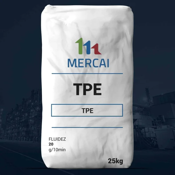 Nombre del producto: PE - LLDPE - MFI20 - MERCAI Categoría: Elastómero Termoplástico Atributos extraídos: - **Marca:** MERCAI - **Material:** TPE (Elastómero Termoplástico) - **Color:** Blanco (color del envase) - **Tamaño/Capacidad:** 25 kg - **Fluidez:** 20 g/10 min Detalles funcionales: - El producto es un elastómero, lo que sugiere flexibilidad y durabilidad. - Utilizado en aplicaciones que requieren propiedades de termoplástico. Diferenciadores técnicos: - Material de alta fluidez, indicado por el valor de 20 g/10 min. Texto visible en la imagen: - "MERCAI" - "TPE" - "FLUIDEZ 20 g/10min" - "25kg" La información refleja atributos relevantes para la página de ventas del producto.