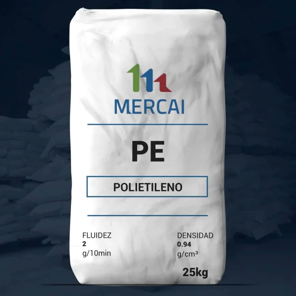 Nombre del producto: PE - HDPE - MFI2 - MERCAI - MERCAI PULVERIZADO (NATURAL) Categoría: Polietileno Atributos del producto: - Material: Polietileno (PE) - Color: Natural (blanco) - Tamaño: 25 kg - Fluidez: 2 g/10min - Densidad: 0.94 g/cm³ Componentes y detalles técnicos: - Marca: MERCAI - Características adicionales: Producto en forma pulverizada Funcionalidad: - Utilizado en aplicaciones que requieren polietileno con características específicas de fluidez y densidad. Transcripción de texto visible: - MERCAI - PE - POLIETILENO - FLUIDEZ 2 g/10min - DENSIDAD 0.94 g/cm³ - 25 kg
