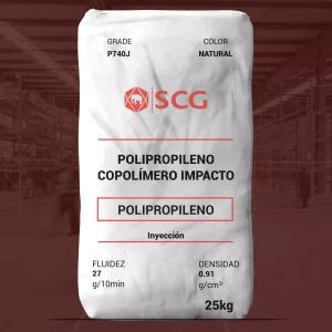 Nombre del producto: PP - COPP - MFI27 - SCG CHEMICALS - EL-PRO P740J Categoría: Polipropileno Marca: SCG **Características del producto:** - Material: Polipropileno Copolímero de Impacto - Color: Natural - Tamaño: 25 kg (paquete) **Propiedades Físicas:** - Fluidez (Melt Flow Rate): 27 g/10 min - Densidad: 0.91 g/cm³ **Usos y Aplicaciones:** - Partes para automóviles y electrodomésticos - Partes industriales complicadas - Aplicaciones de inyección **Datos Técnicos:** - Good impact strength - High stiffness and processibility - Compliant with U.S FDA 21 CFR 177.1520 for food contact **Condiciones de Procesamiento Recomendadas:** - Temperatura de fusión: 230-270 °C - Temperatura del molde: 25-70 °C - Velocidad de inyección: Rápida - Presión: - Inyección: 40-80% - Empaque y retención: 30-60% - Retorno: 10% de la presión máxima **Almacenamiento:** - Almacenar en lugar seco, libre de polvo, a temperaturas inferiores a 50 °C - Proteger de la luz solar directa y del calor **Notas de Seguridad:** - No clasificado como material peligroso. - Requiere condiciones adecuadas para evitar contaminación y deterioro de las propiedades físicas. **Recycling:** - Apto para reciclaje mediante métodos modernos de triturado y limpieza.
