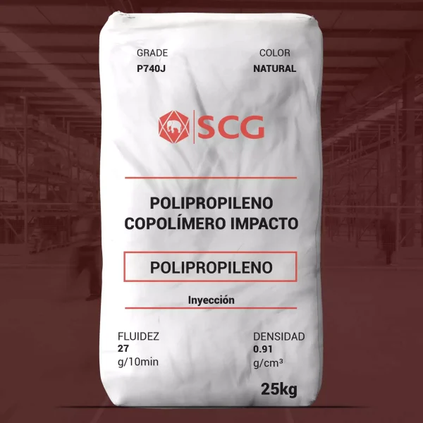 Nombre del producto: PP - COPP - MFI27 - SCG CHEMICALS - EL-PRO P740J Categoría: Polipropileno Marca: SCG **Características del producto:** - Material: Polipropileno Copolímero de Impacto - Color: Natural - Tamaño: 25 kg (paquete) **Propiedades Físicas:** - Fluidez (Melt Flow Rate): 27 g/10 min - Densidad: 0.91 g/cm³ **Usos y Aplicaciones:** - Partes para automóviles y electrodomésticos - Partes industriales complicadas - Aplicaciones de inyección **Datos Técnicos:** - Good impact strength - High stiffness and processibility - Compliant with U.S FDA 21 CFR 177.1520 for food contact **Condiciones de Procesamiento Recomendadas:** - Temperatura de fusión: 230-270 °C - Temperatura del molde: 25-70 °C - Velocidad de inyección: Rápida - Presión: - Inyección: 40-80% - Empaque y retención: 30-60% - Retorno: 10% de la presión máxima **Almacenamiento:** - Almacenar en lugar seco, libre de polvo, a temperaturas inferiores a 50 °C - Proteger de la luz solar directa y del calor **Notas de Seguridad:** - No clasificado como material peligroso. - Requiere condiciones adecuadas para evitar contaminación y deterioro de las propiedades físicas. **Recycling:** - Apto para reciclaje mediante métodos modernos de triturado y limpieza.